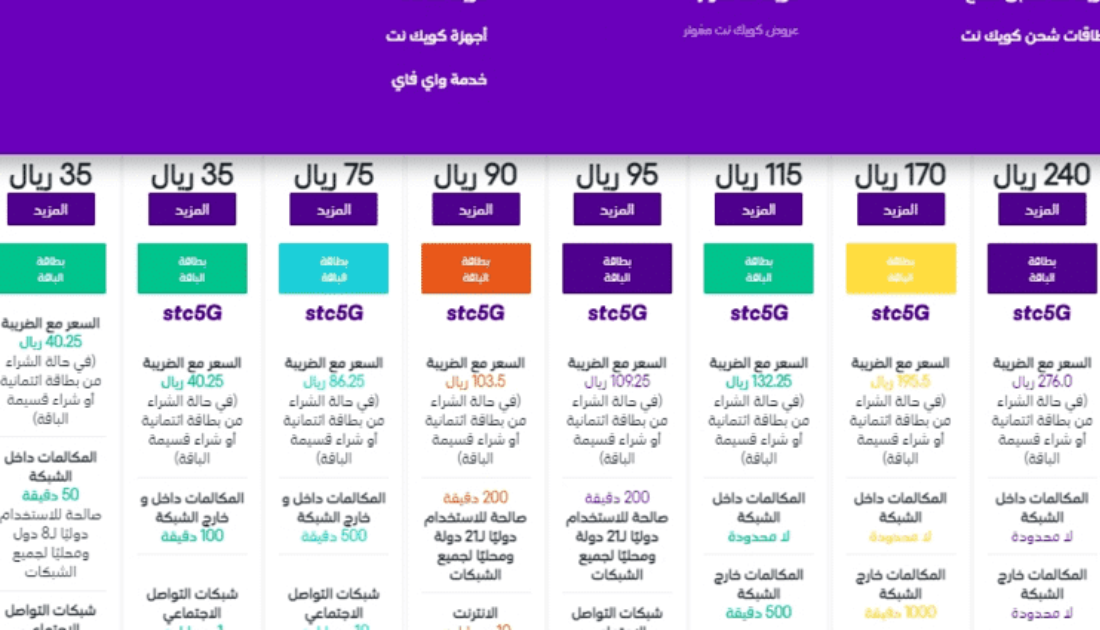 باقات إنترنت stc 